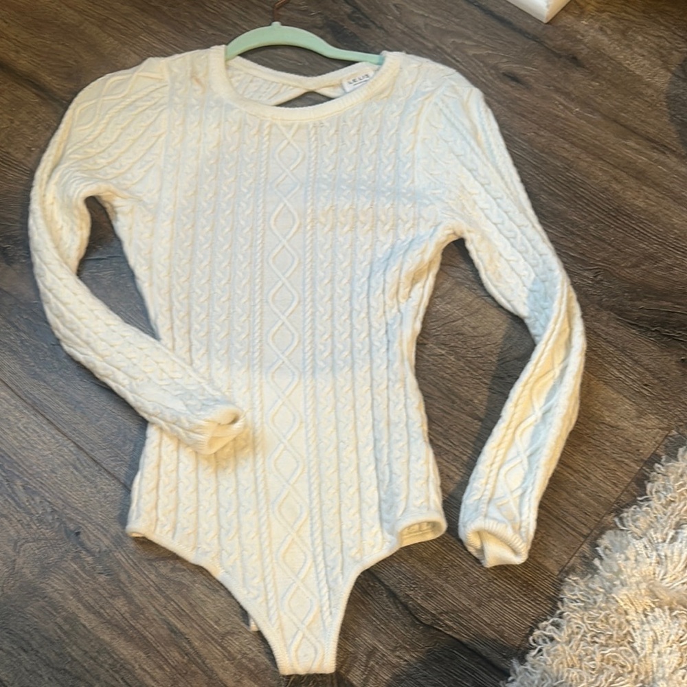 Cream Cable Knit Bodysuit